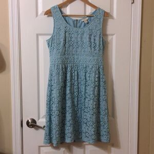 like NEW Loft Robin's egg blue lace overlay dress Zipper back size 8